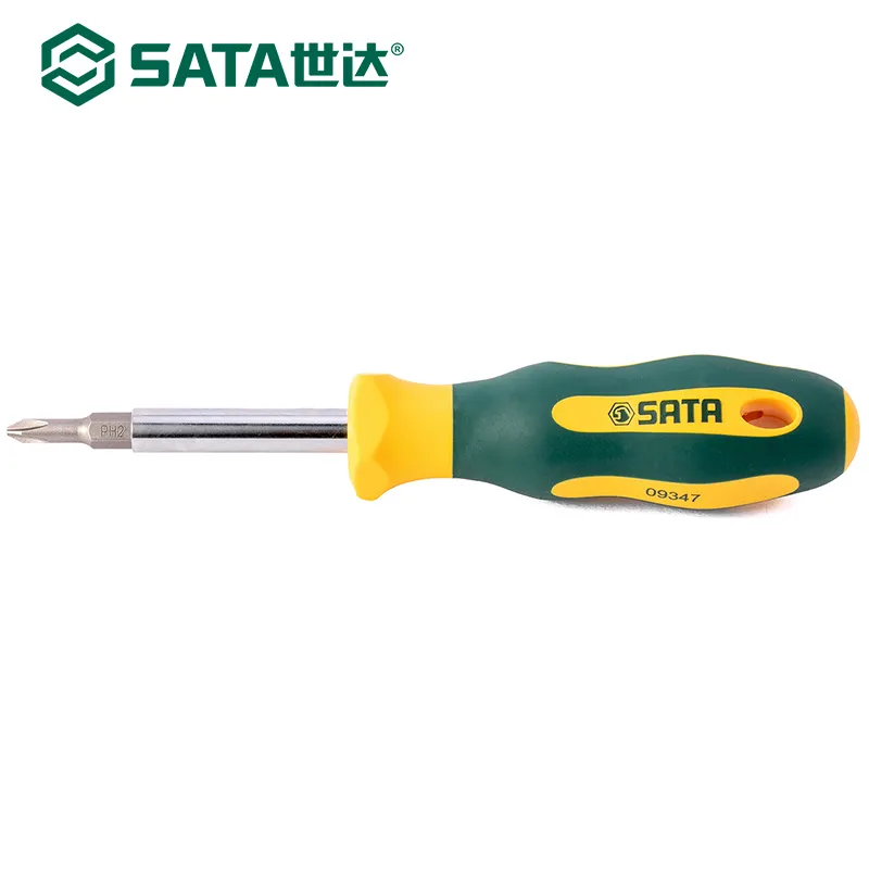 Многофункциональная отвертка SATA 6 в 1 с магнитной насадкой и резиновой ручкой, съемный инструмент с прорезями Phillips, тип 09347 Y200321225W