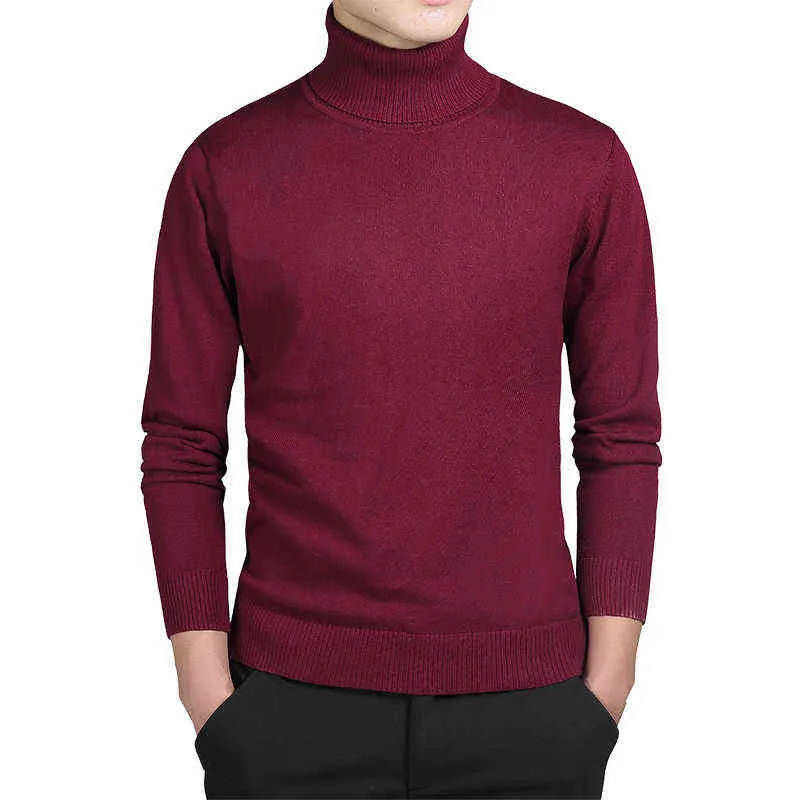 Herrenpullover Baumwolle Winter Warme Pullover Männer Schwarz Rollkragen Pullover Slim Fit Jumper Pull Gestrickte Männer Kleidung Casual XR204 211221