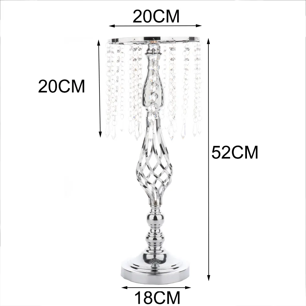 Crystal Candle Holders Metal Candlestick Flower Vase Table Centerpiece Event Flower Rack Road Lead Wedding Decoration Y200110