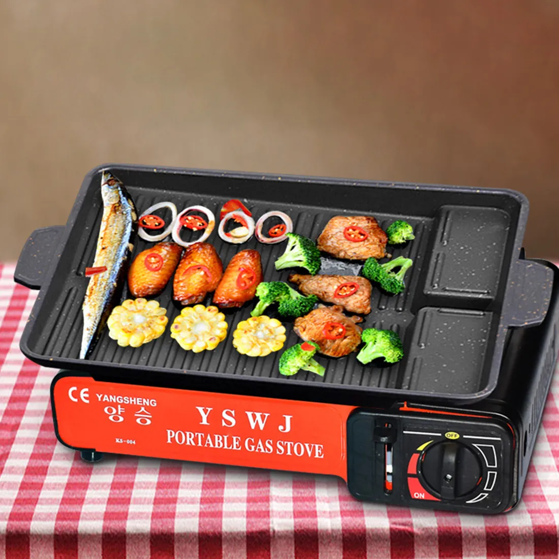 Hot 32 X 26cm Stone Barbecue Frying Grill Pan Rectangle Non-Stick Grill Cookware Korean BBQ Tray Barbecue Plate - Black T200506