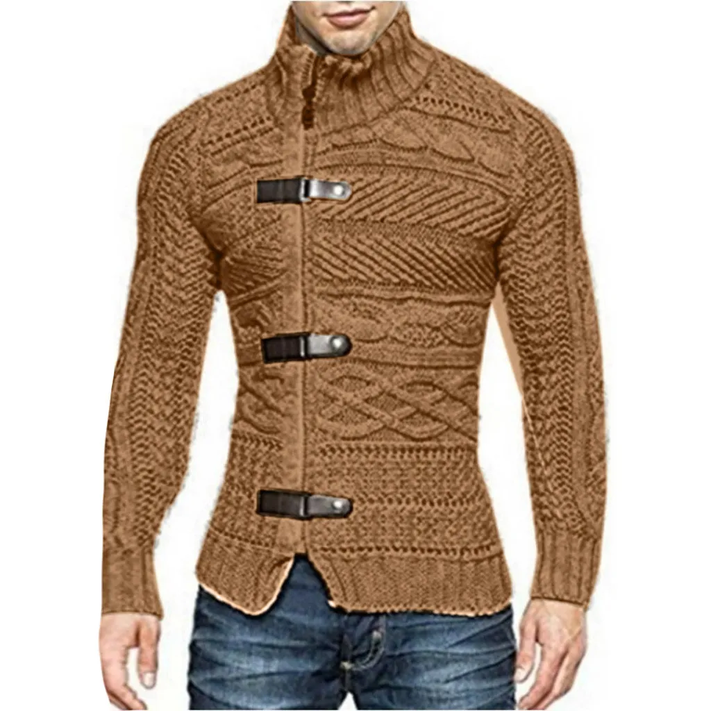 2020 Najnowsze Design Modne męskie Winter Casual Stand Collar Slim Dzianiny Sweter Płaszcz Kurtka Top Bluzka X1217