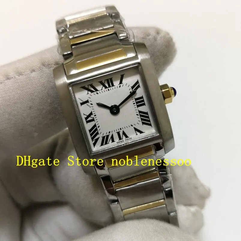 2 Model Real PO z pudełkiem Kobiety Mały model 25 mm x 20 mm kwarc Białe złote panie zegarek W50012S3 W51007Q4 Złoto dwukolorowe stalowe WAT275G