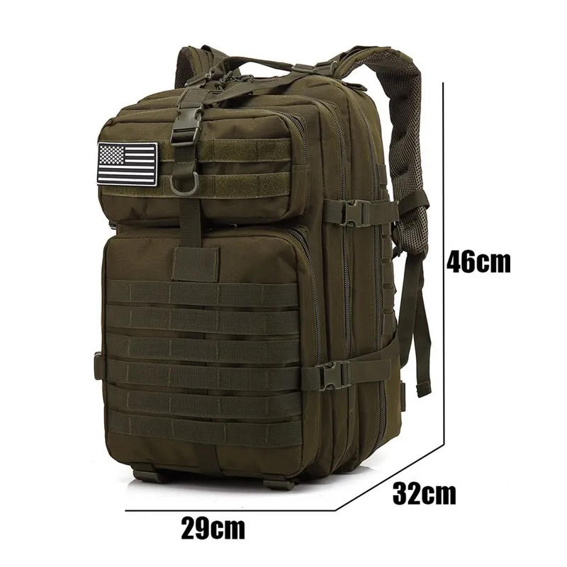 50L große Kapazität Man Armee Taktische Rucksäcke Militärangehörige Sturmtaschen im Freien 3p Molle Pack für Trekking -Camping -Jagdtasche292a