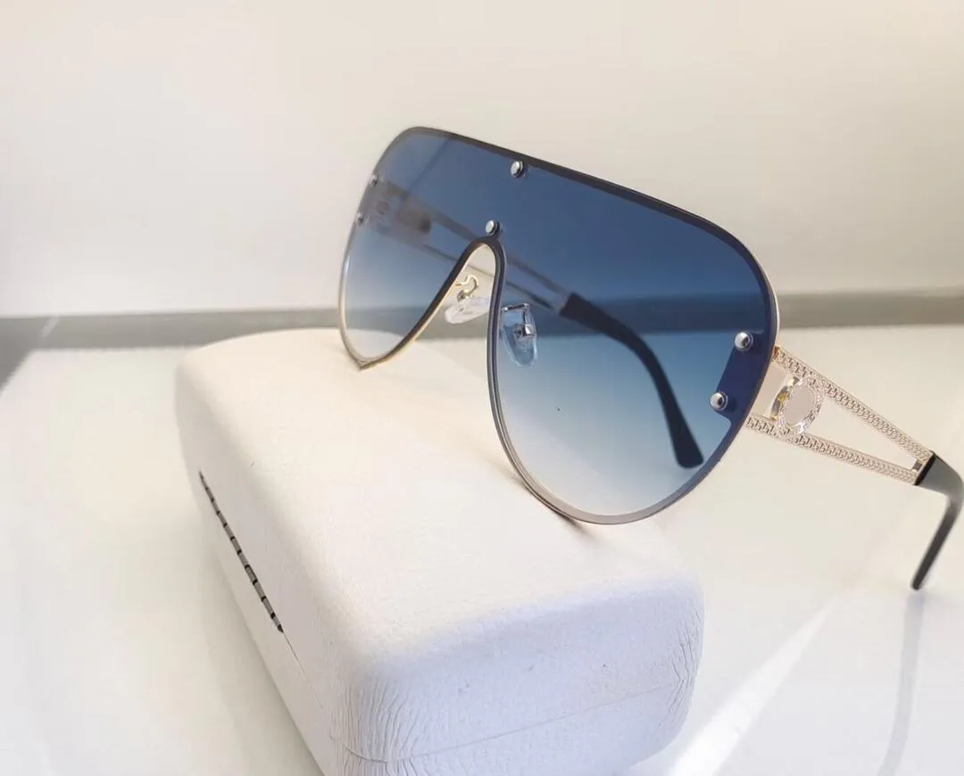 Shield Wrap Sonnenbrille Pilot Gold Schwarz Grau Mode Damen Übergroße Sonnenbrille UV400 Schutzbrille mit Etui269p