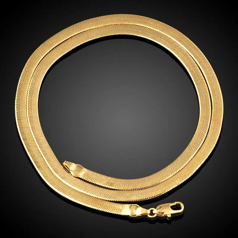 Ohrringe Halskette 7mm Klassischer Stil Flache Schlangenknochen Armband Sets Männer Frauen Fischgrätenkette Gold Gefüllt Jewelry283o