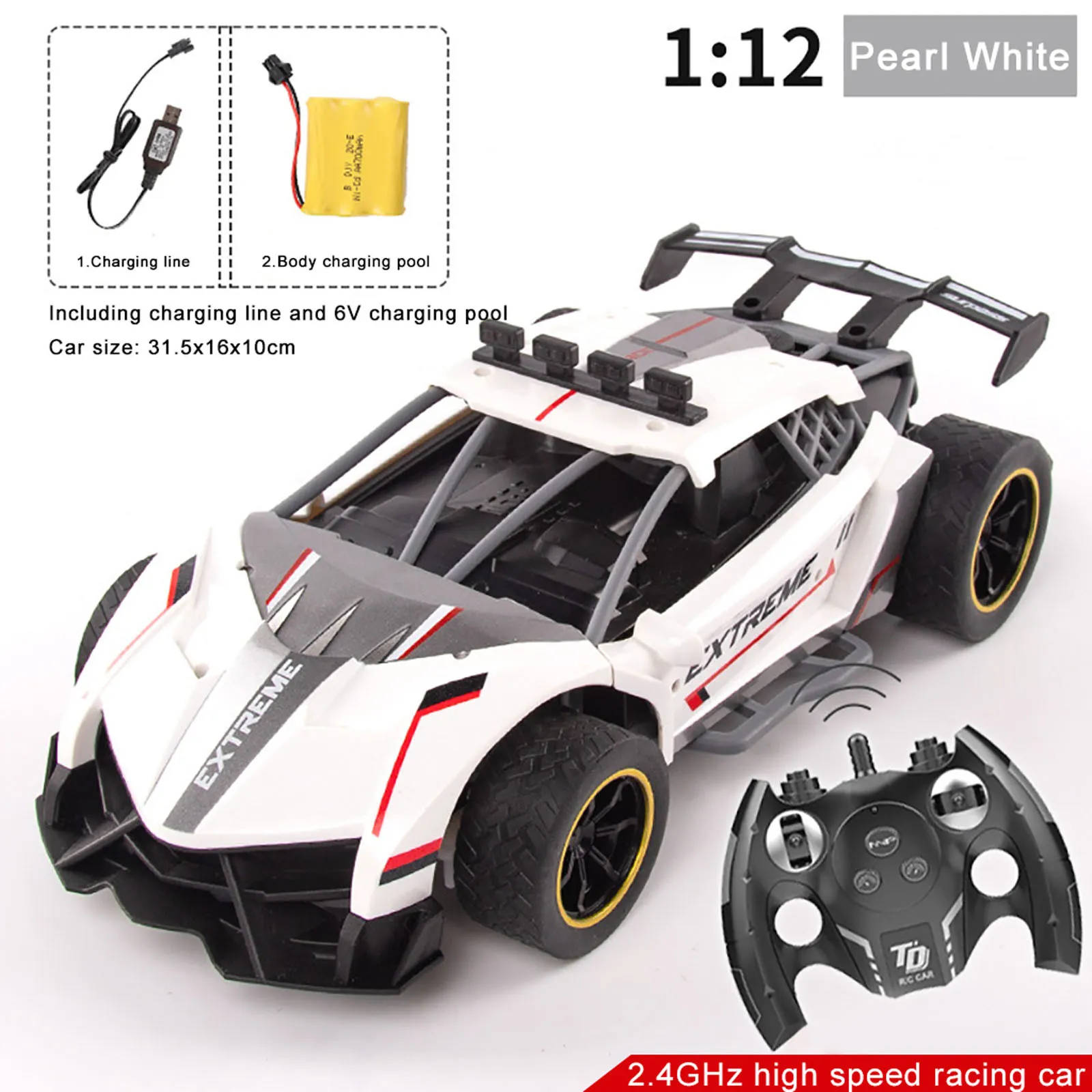 1/12 4WD télécommande véhicule 2.4Ghz électrique alliage Buggy tout-terrain télécommande voiture modèle enfants jouets cadeaux pour garçons