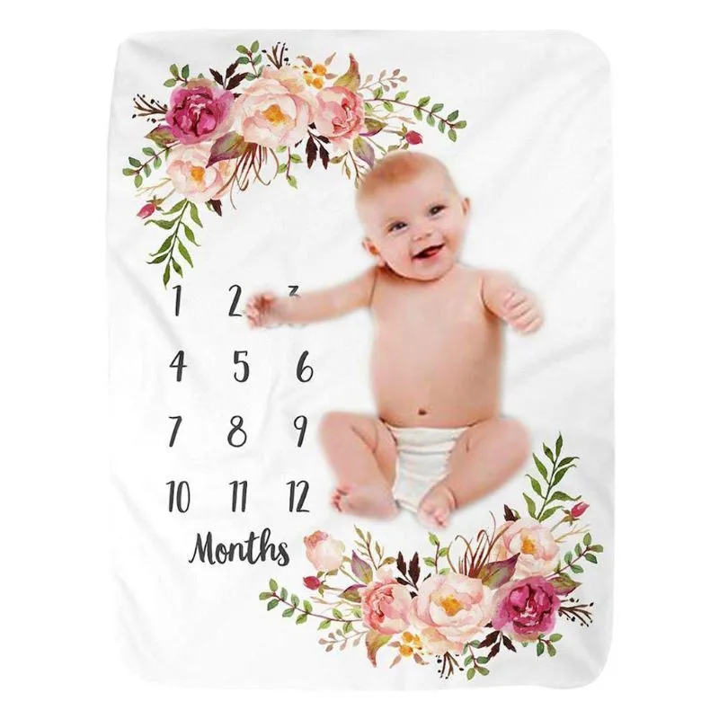 1 pz Baby Milestone coperta di flanella neonato foto Prop sfondo con grafico di crescita mensile ragazza e ragazzo LJ201014
