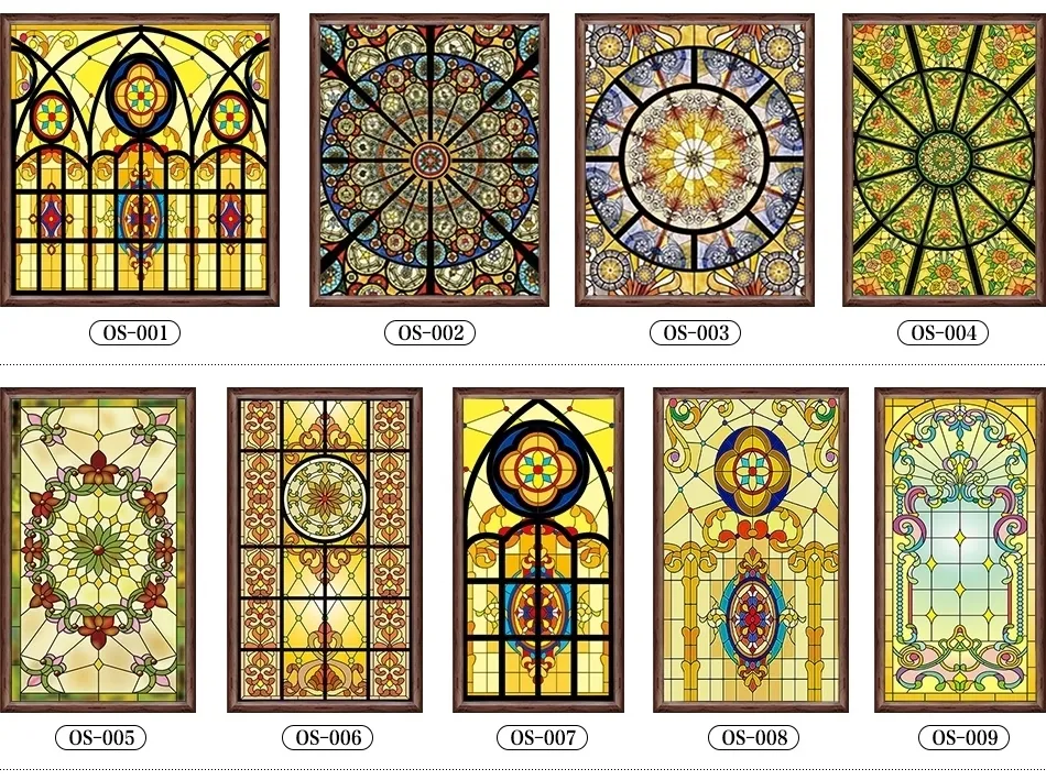 Stained Glass Window Film Sunblock Stickers,european Church Mosaic