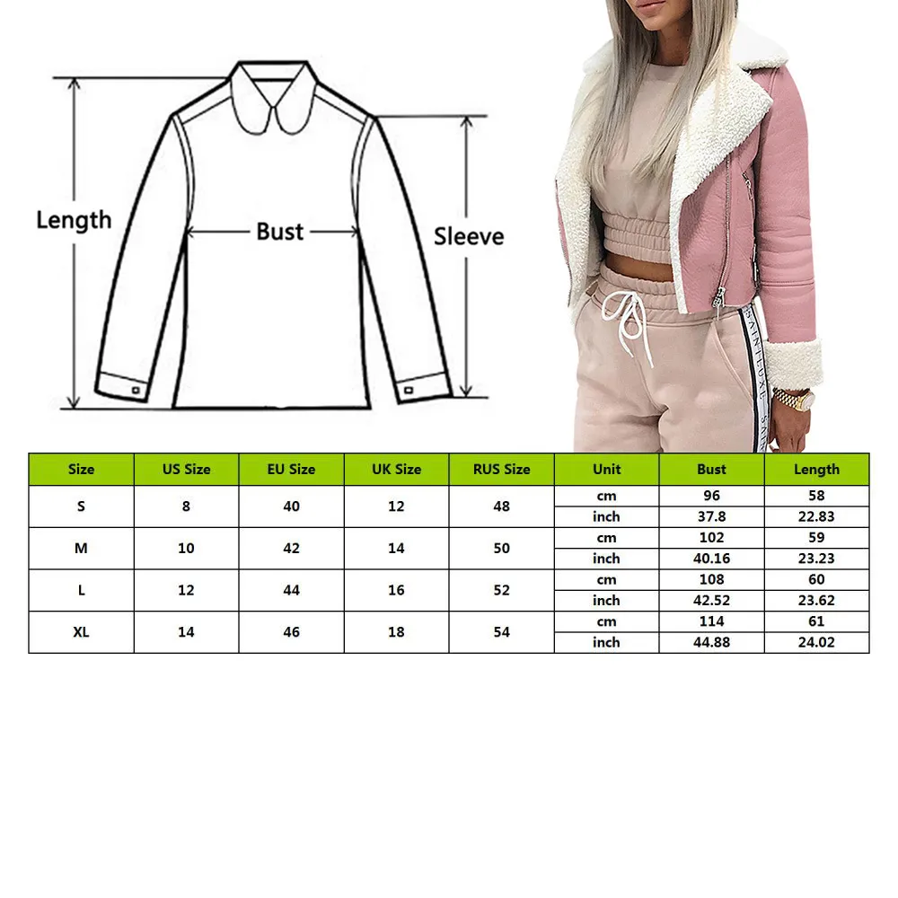 HEFLASHOR 2019 moda donna autunno inverno giacca calda bavero giacche in pelle scamosciata finta lana di agnello cappotti da motociclista cerniera capispalla casual T200114