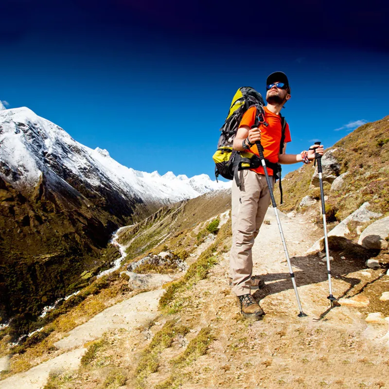 Anti choque trekking pólo ultraleve bengalas ajustáveis bengalas muleta telescópica 4 seção ferramentas de acampamento 2203011232309