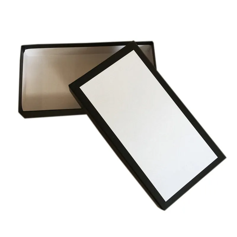 Caixas de embalagem de presente de marca para carteira retangular, preto e branco, cartão de papel, embalagem de varejo para acessórios de joias da moda, tamanho 23 12 3243s