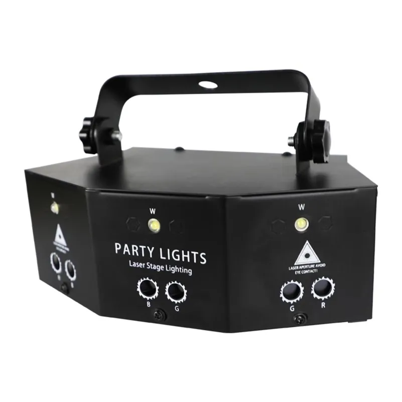 9-eye RGB Disco Dj Lamp DMX Afstandsbediening Strobe Podiumverlichting Halloween Kerstbar Party Led Laserprojector Home Decor Y201015272s