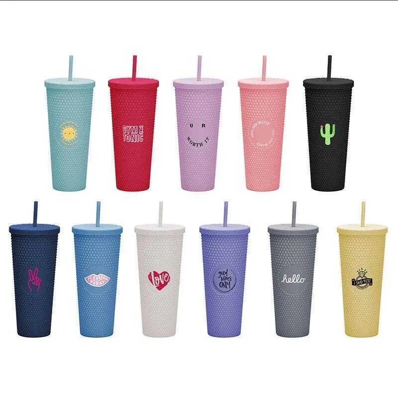 2021 Mokken Dubbele Blauwe Durian Laser Stro Cup 710Ml Mermaid Plastic Koud Water Koffie Cups Gift Herbruikbare Helder drinken