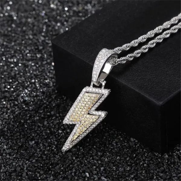 Lced Out Bling Light Pendentif Collier Avec Corde Chaîne Cuivre Matériel Cubique Zircon Hommes Hip Hop Bijoux médaillon colliers pour femmes252A