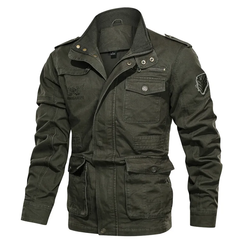 Autumn Winter Jacket Men Militar Tactical Outwear Coat Multipockets Slim Fit Slim Plus Tamanho 4xl 5xl 201105
