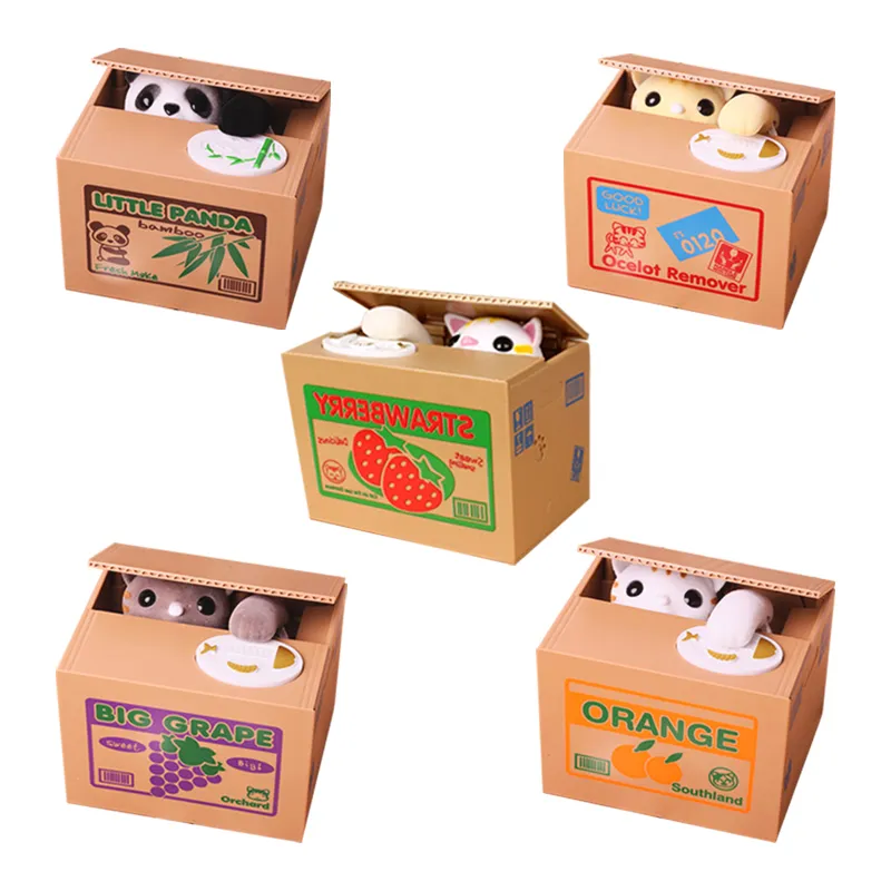 パンダコインボックスキッズマネーバンク自動猫泥棒マネーボックスおもちゃのギフト子供コインピギーマネーボックス2011259140151