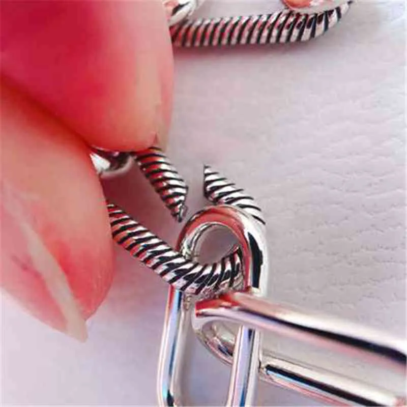 Moda 925 plata Slender Link Me pulsera cadena para mujer Fit Original Pandora Charms Beads joyería regalo esposa novia