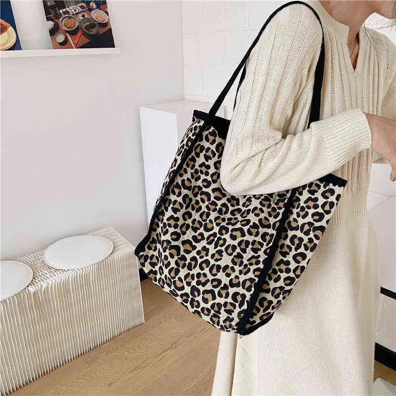 Shopping Bags Vintage Luxury Handbags Women Bags Designer Casual Tote Bag Leopard&Zebra&Houndstooth Shoulder Bag Big Shopper Bag Women Bolsa 220310