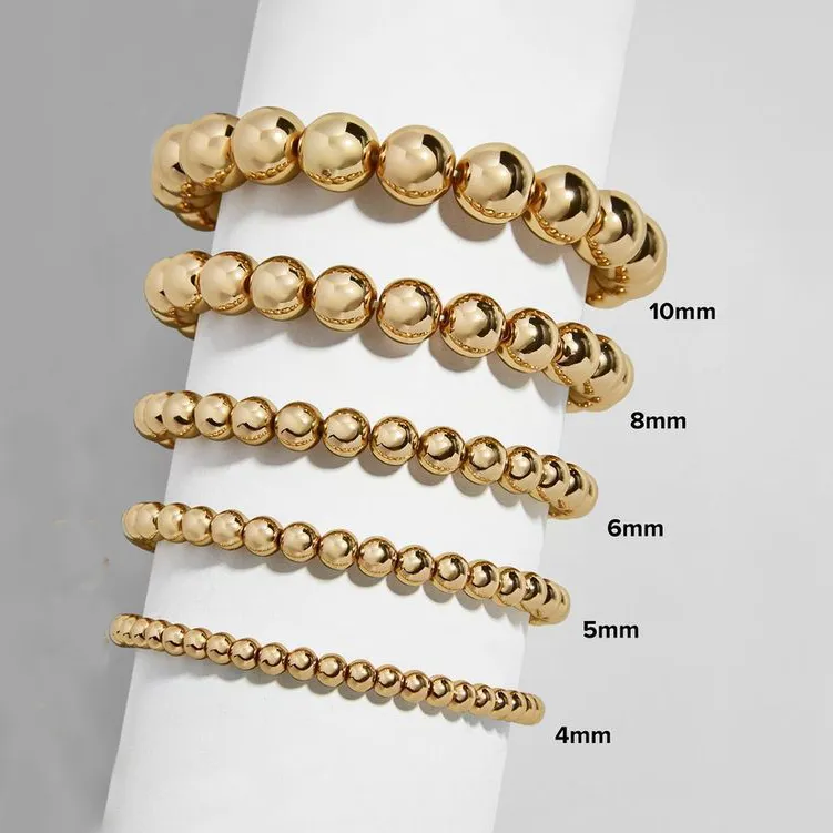 Braccialetti di perline di pietre preziose rotonde placcate in oro Bracciale di perline di moda donna Charms uomo Bracciale donna elasticizzato 4mm 5mm 6mm 8mm 10mm