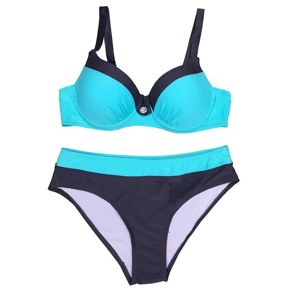 Bikinis Kobiety Swimsuit Wysoki Pięci Kostiumy kąpielowe Pływać Halter Top Push Up Bikini Set Plus Size Swimwear Brazylijski Bikini T200708