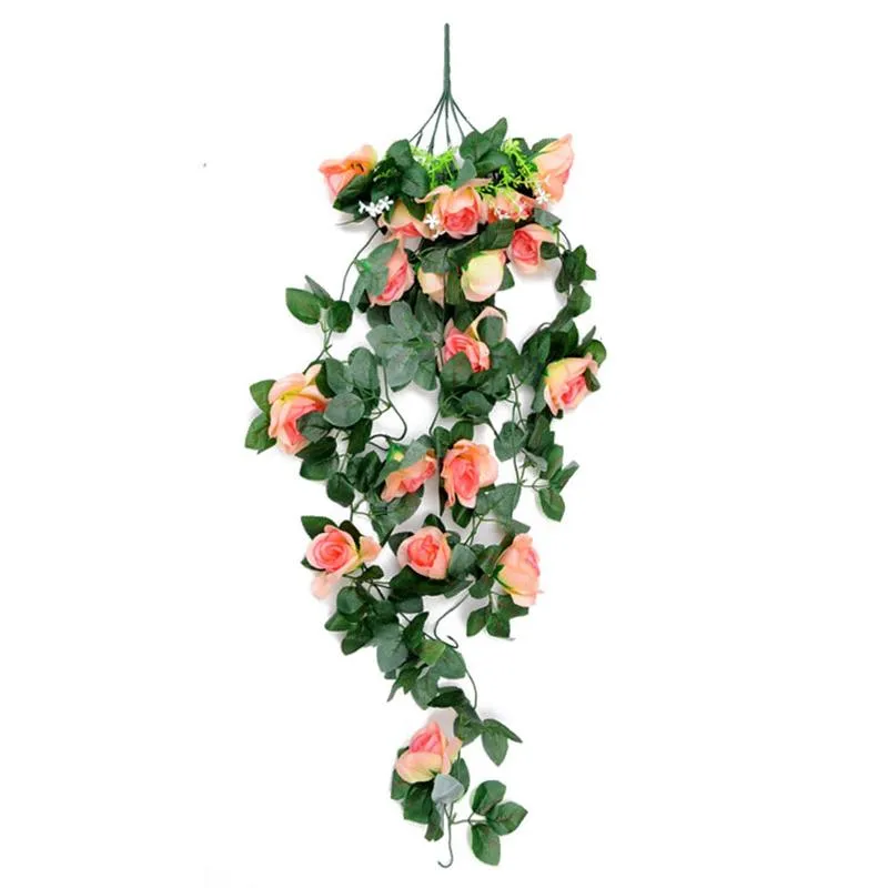 Nicht gewebte Stoffsimulation Rosenwand Hanging Rebe künstlich gefälschte Blumenpflanze Hängende Korb Wohnzimmer Balkon Dekoration2384