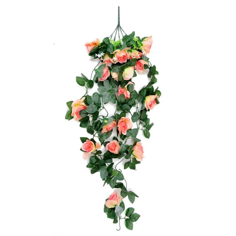 Non-Woven Fabric Simulation Rose Wall Hanging Vine Artificial Fake Flower Plant Hanging Basket Living Room Balcony Decoration311V