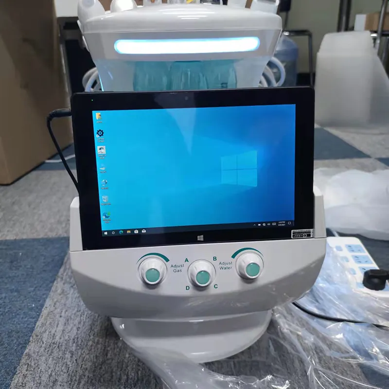 Smart Ice Blue 7 in 1 Huidanalyse Diagnose RF + Ultrasound + Lon + Koelsysteem Dermabrasion Hydrofacials Machine