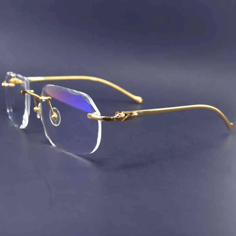 Armação de óculos com corte de diamante transparente Carter Armação de óculos sem aro para homens e mulheres Óculos de luxo Oculos Ee Gau