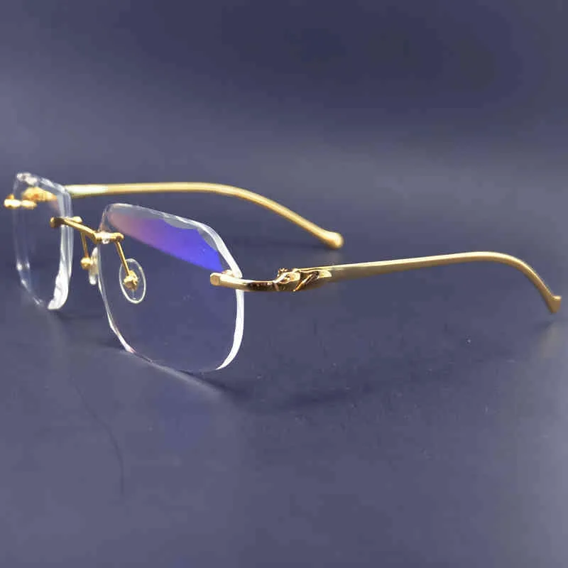 Diamond Cut Eyeglasses Frame Clear Carter Rimless Eye Glasses Frame For Men And Women Luxury Spectacles Oculos Ee Gau