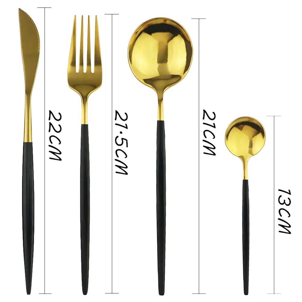 24 Teile/satz 304 Edelstahl Geschirr Weißgold Besteck Messer Gabel Löffel Abendessen Küche Geschirr Besteck Set 201128