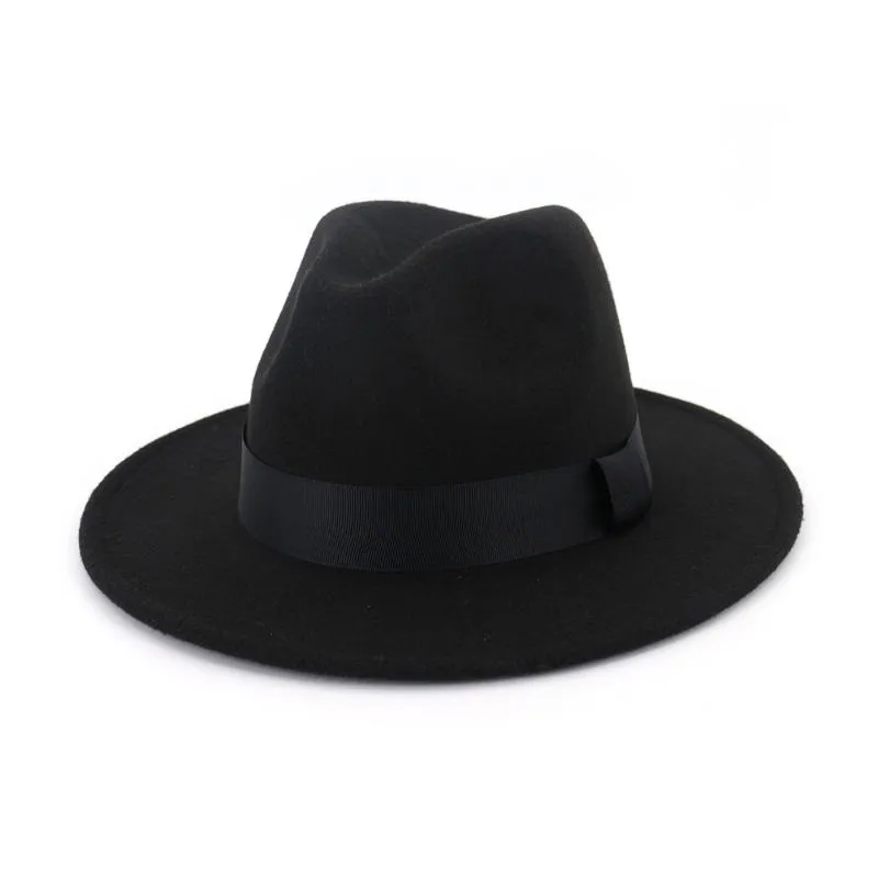 FS Vintage Classic Felt Wool Jazz Fedora Hats Wide Brim Cowboy Panama Cap for Women Men White Red Trilby Bowler Top Hat306y