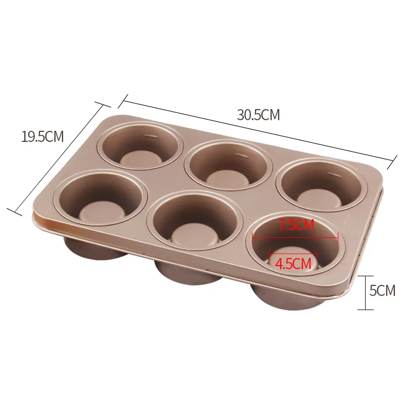 6 Holes Cup Shape Cake Mold Pan Nonstick Shortcake Pan Edible Food Bowl Maker Loaf Dessert & Dinner Bowls Mini Muffins T200111