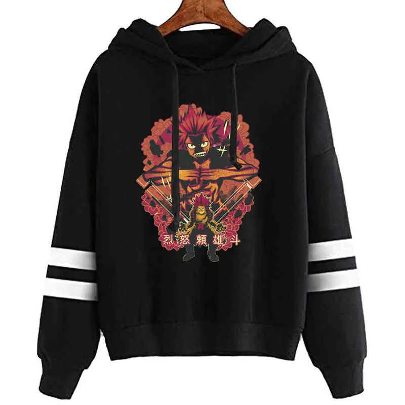 2021 Hoodies Unisex My Hero Academia Harajuku Japanese Anime Eijiro Kirishi Printed Men's Hoodie Male Streetwear Sweatshirt Coat H1227