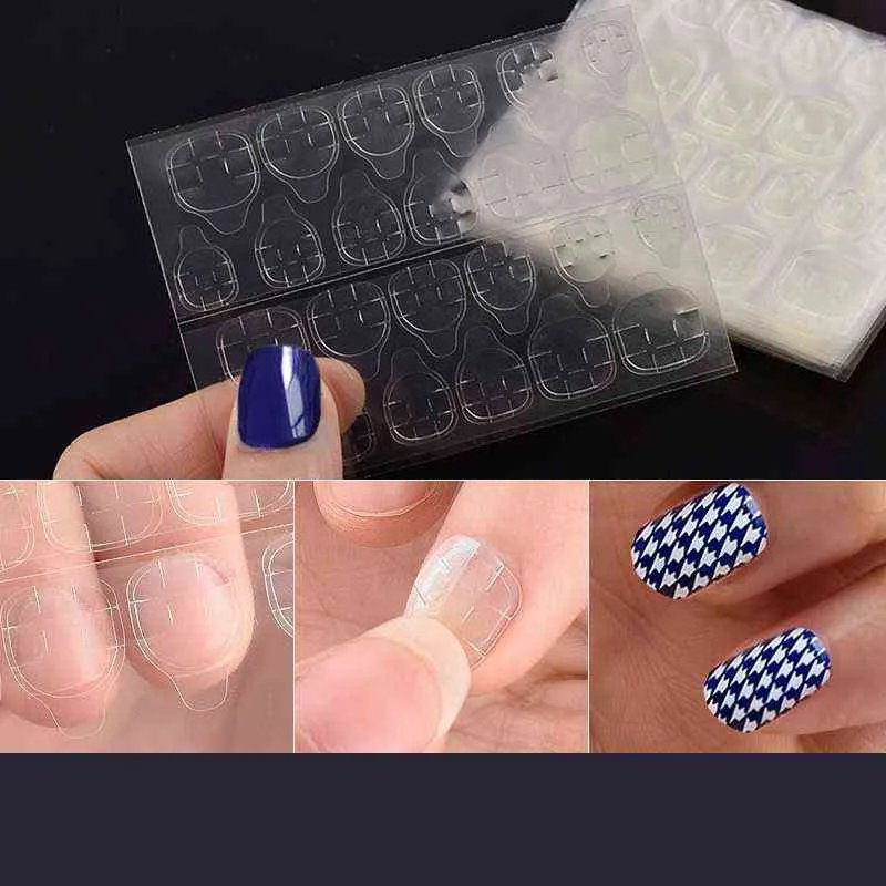 Falsos Unhas / 10Sheets Falso Nail Art Adesivo Fita adesiva adesivo falso acrílico manicure gel makeuptol om01 220225