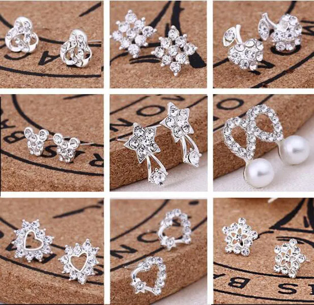 45 styles créatifs clous d'oreilles mode flocon de neige bière cristal strass perle boucles d'oreilles pour bijoux cadeau EA080298E