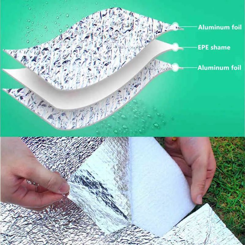 Aluminum Foil Mat Sleeping for Camping 200x200 cm Insulating Thermal Blanket Foldable Tent Floor Ultralight 220121