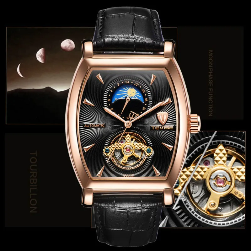 orologi da uomo di design orologio automatico 46mm acciaio pregiato moda fasi lunari orologi movimento uomo impermeabile 243d