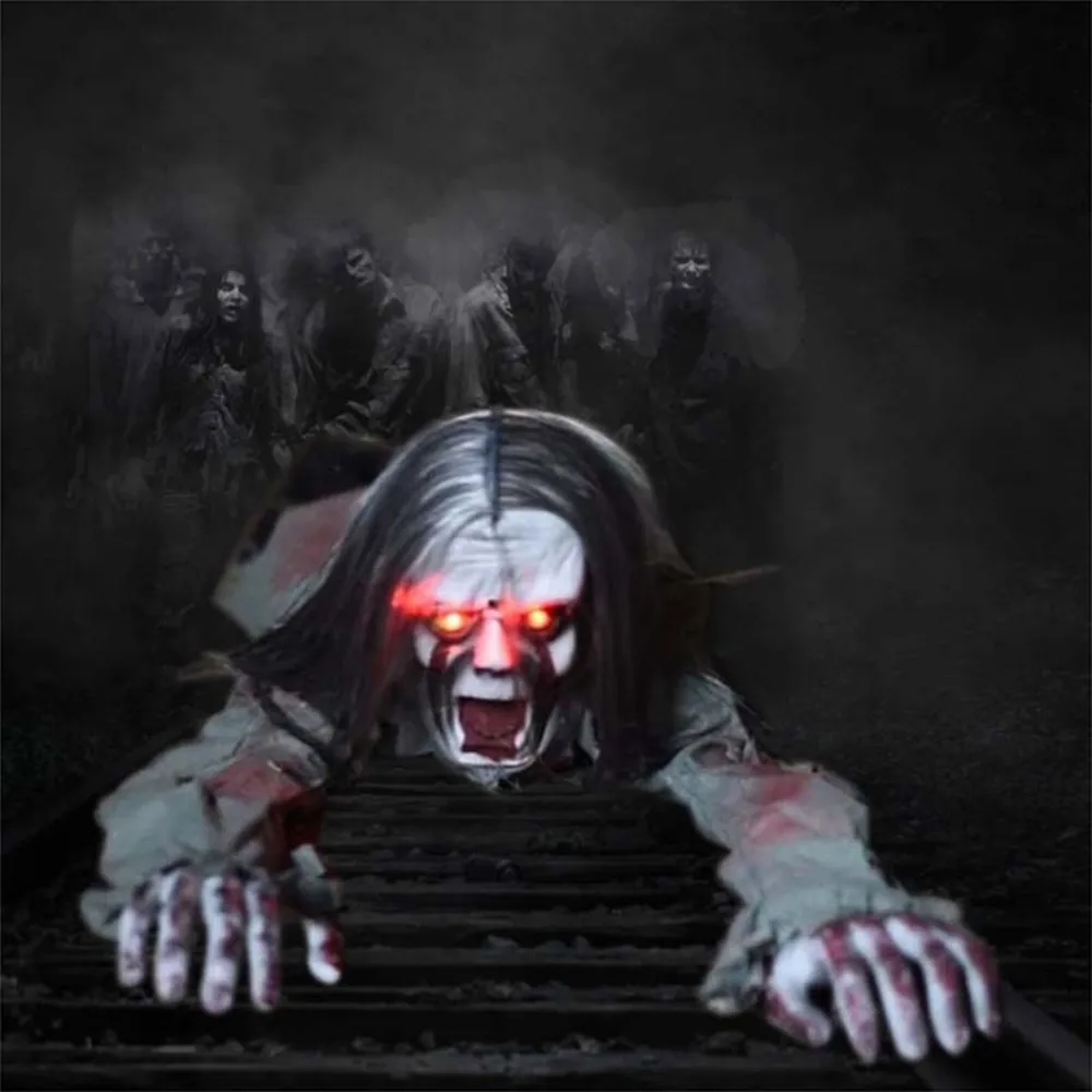 Molezu Halloween Control de voz Horror Prop Pelo largo Creeper Zombie Decoración Casa Y201006