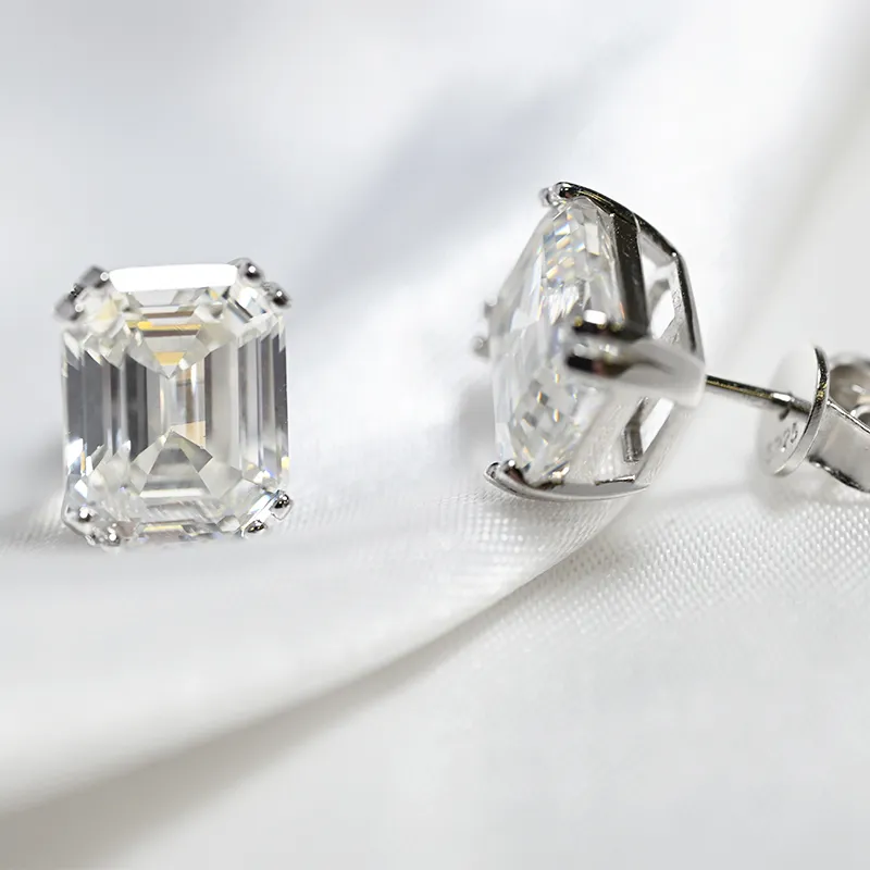 Oevas 클래식 925 스털링 실버 생성 된 보석 다이아몬드 귀걸이 귀 스터드 결혼식 신부 고급 보석 도매 220210