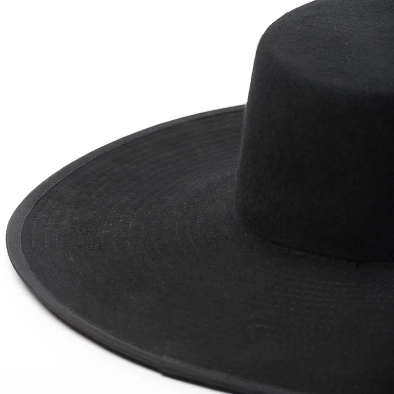 Классическая унисекс с широкими полями, двухцветная шерстяная федора, зимняя теплая женская шляпа с широкими полями, красная, черная, женская церковная шляпа-дерби, LJ332R