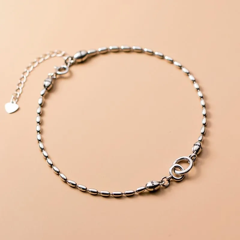 MIQIAO Bracelet On The Leg Chain Women's 925 Sterling Silver Anklets Female Thai Silver Beanie Foot Fashion Jewelry For Girls238k