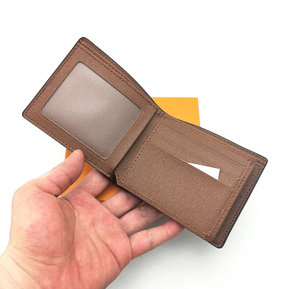 أزياء رجال المحافظ الكلاسيكية محفظة الرجال مع PO و CART SLOT SLOT BIFOLD محفظة قصيرة مع مربع 2365
