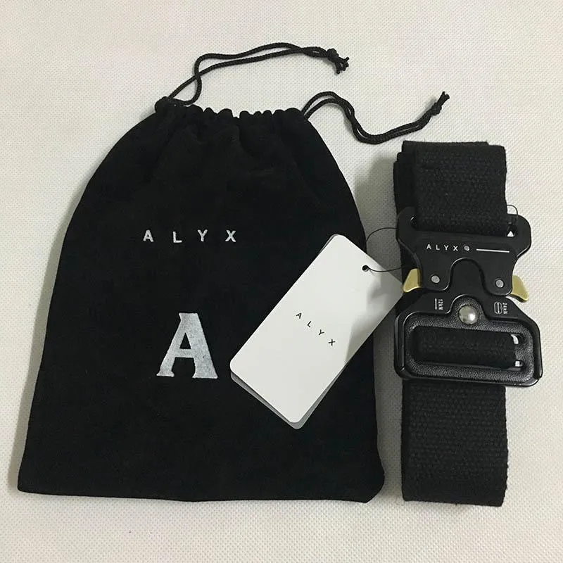 Alyx Belt 128cm حزام السلامة حزام السلامة للنساء Rollercoaster أسود المعدن الزر Canvas Alyx1261g