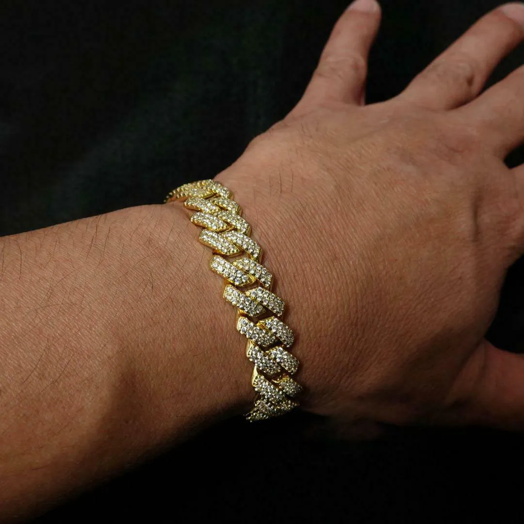 Кубинские браслеты-цепочки с бриллиантами Майами 14 мм, белое золото 14 карат, ледяной ледяной кубический цирконий, ювелирные изделия, 7 дюймов, 8 дюймов, кубинский браслет187n