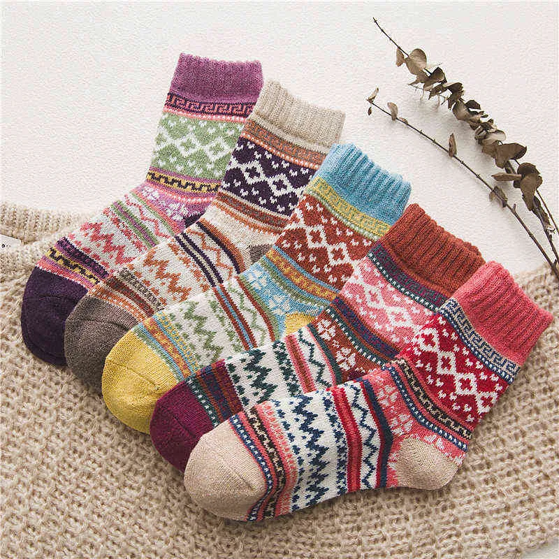 / lote Witner grosso quente lã mulheres mulheres meias vintage meias coloridas peúgas presente tamanho livre ym7020 211221