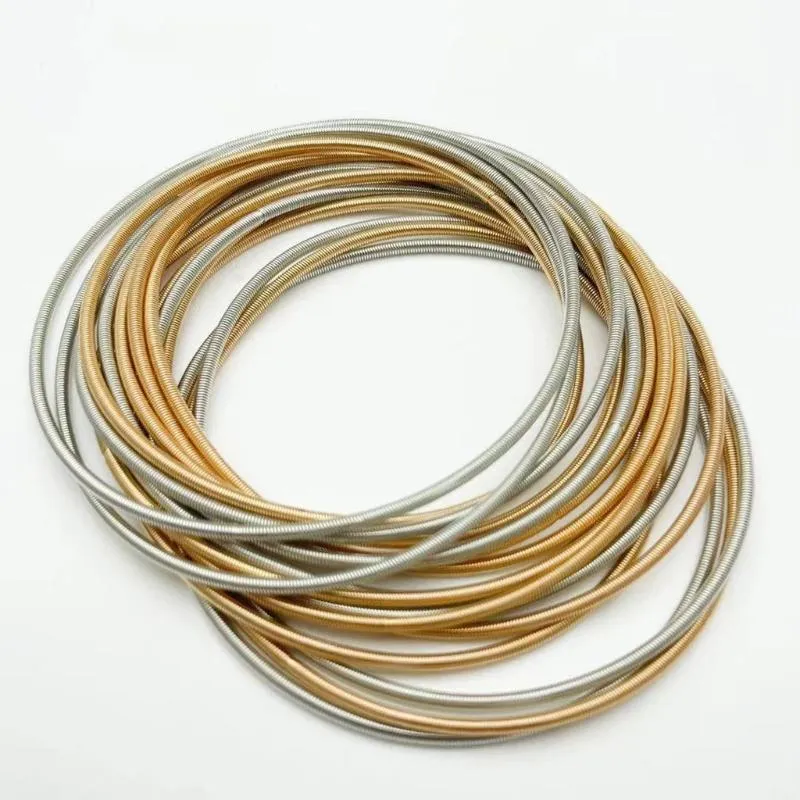 Bracelets de charme perlé bracelet à ressort recouvert d'or bricolage spirale en acier au carbone élastique antidérapant craft282z
