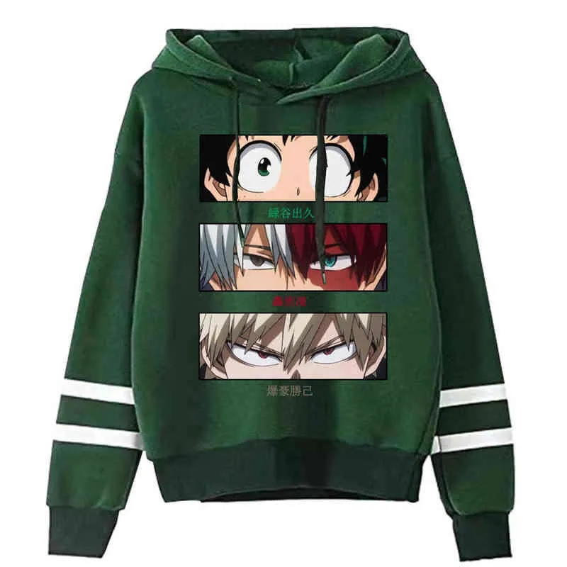 Felpe con cappuccio da uomo My Hero Academia Uomo Donna Midoriya Shoto Bakugou Pullover Streetwear Top H1227