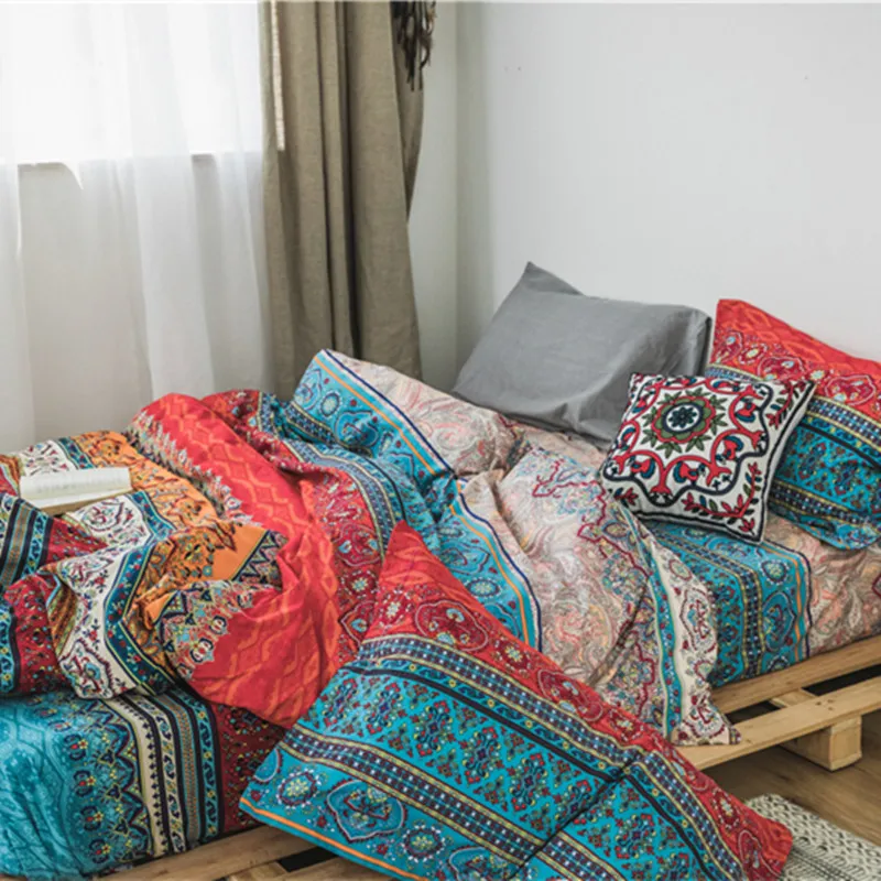 Bohemian Cotton 3D Trooster Beddengoed Sets Luxe Boho Dekbedovertrek Kussensloop Queen King Size Bedlinnen Bedspread 201211