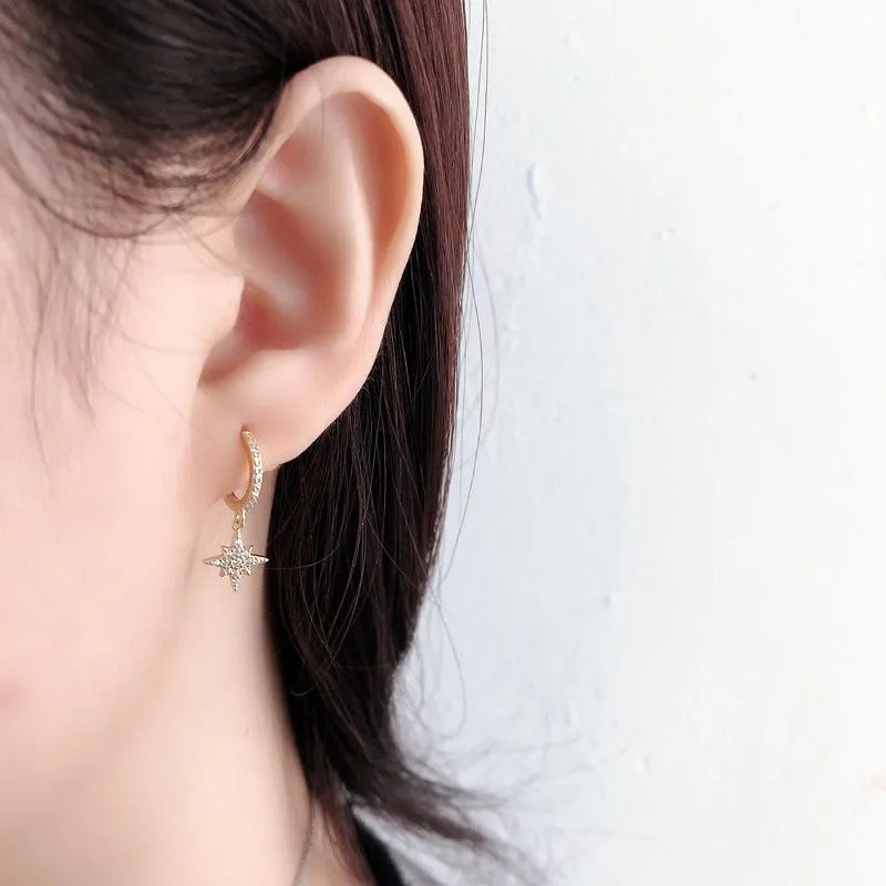 Boucles d'oreilles étoiles lune pour femmes, boucles d'oreilles en argent Sterling 925, breloque strass, cristal fin, bijoux EH1079206f