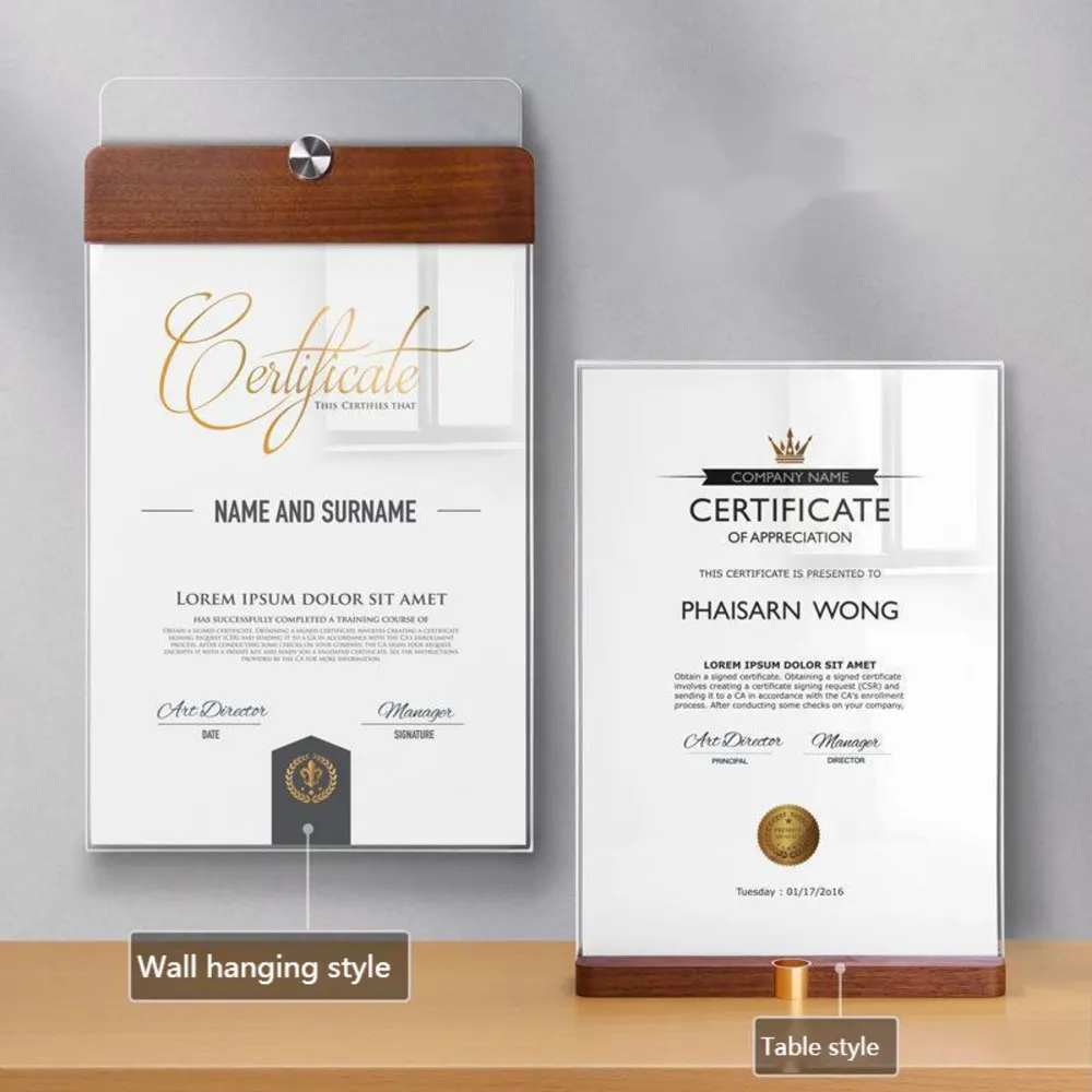 Carta de finalización de cita enmarcada A4, mesa de premio, carcasa, certificado de honor empresarial, pantalla acrílica